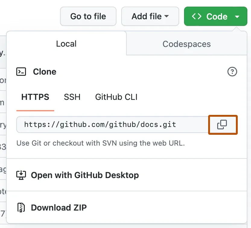 Git Clone button